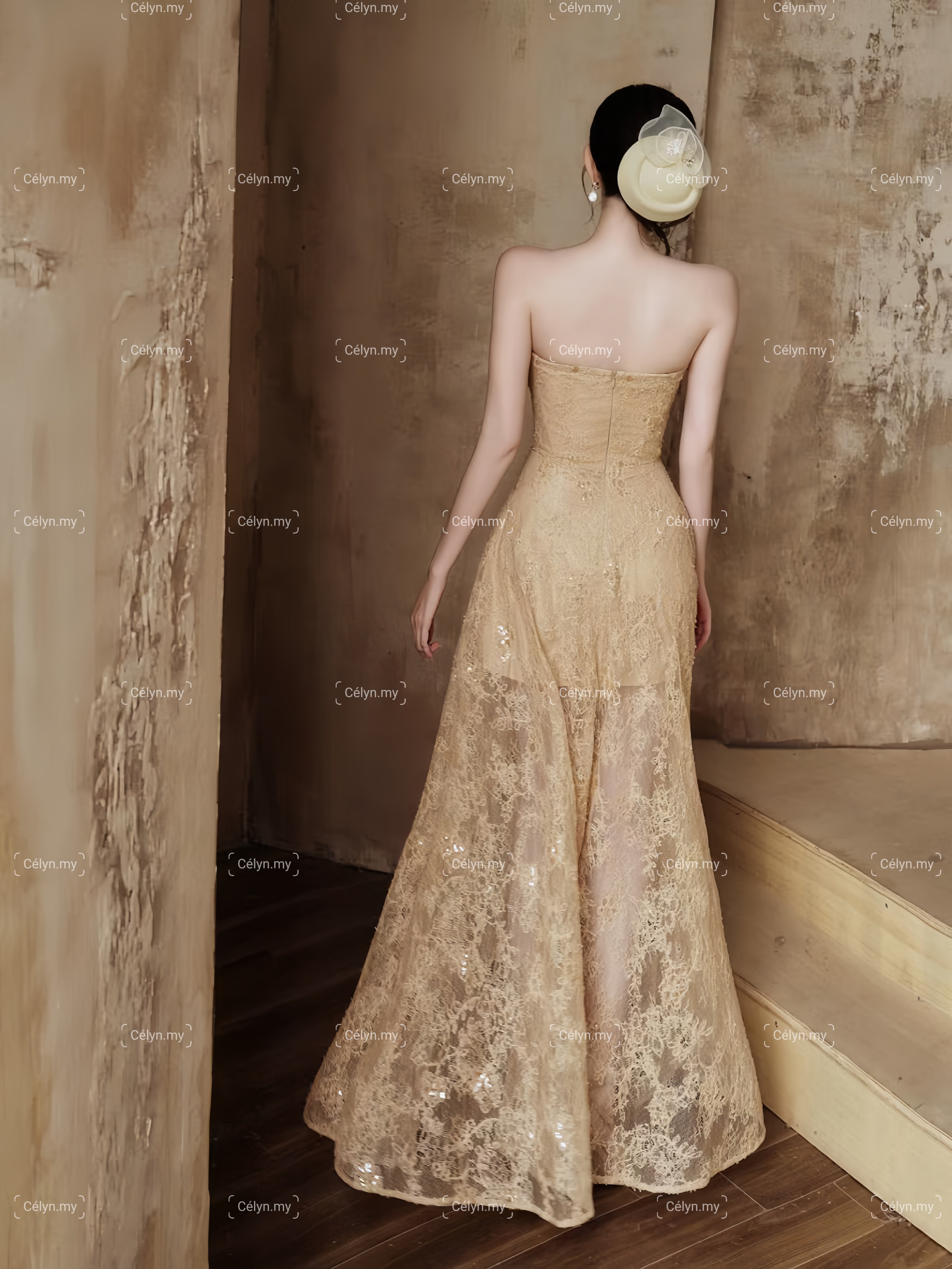 Valeria Lace Gold Dress