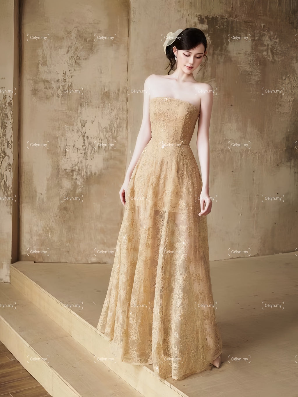 Valeria Lace Gold Dress