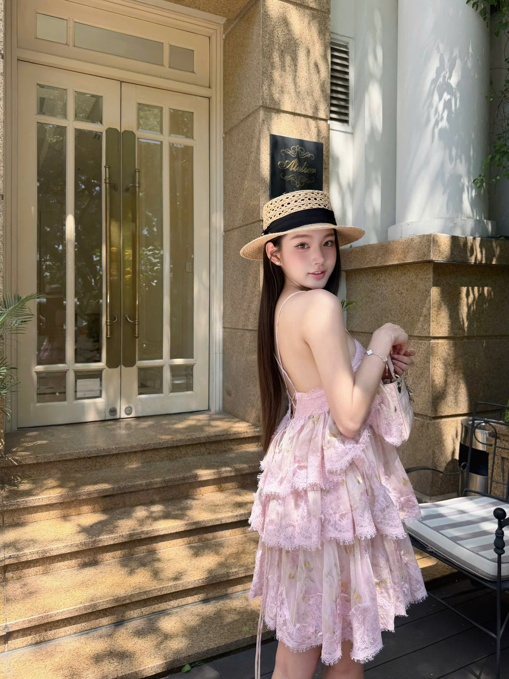 Rosé Chantilly Dress