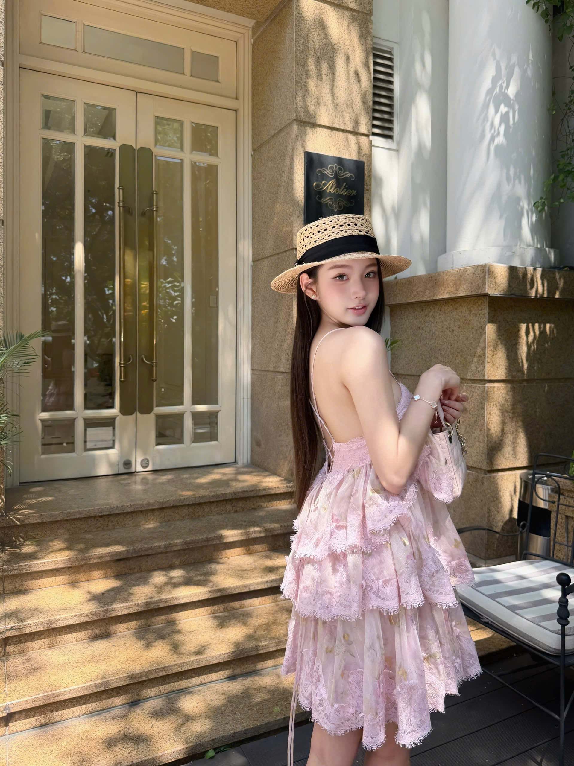 Rosé Chantilly Dress