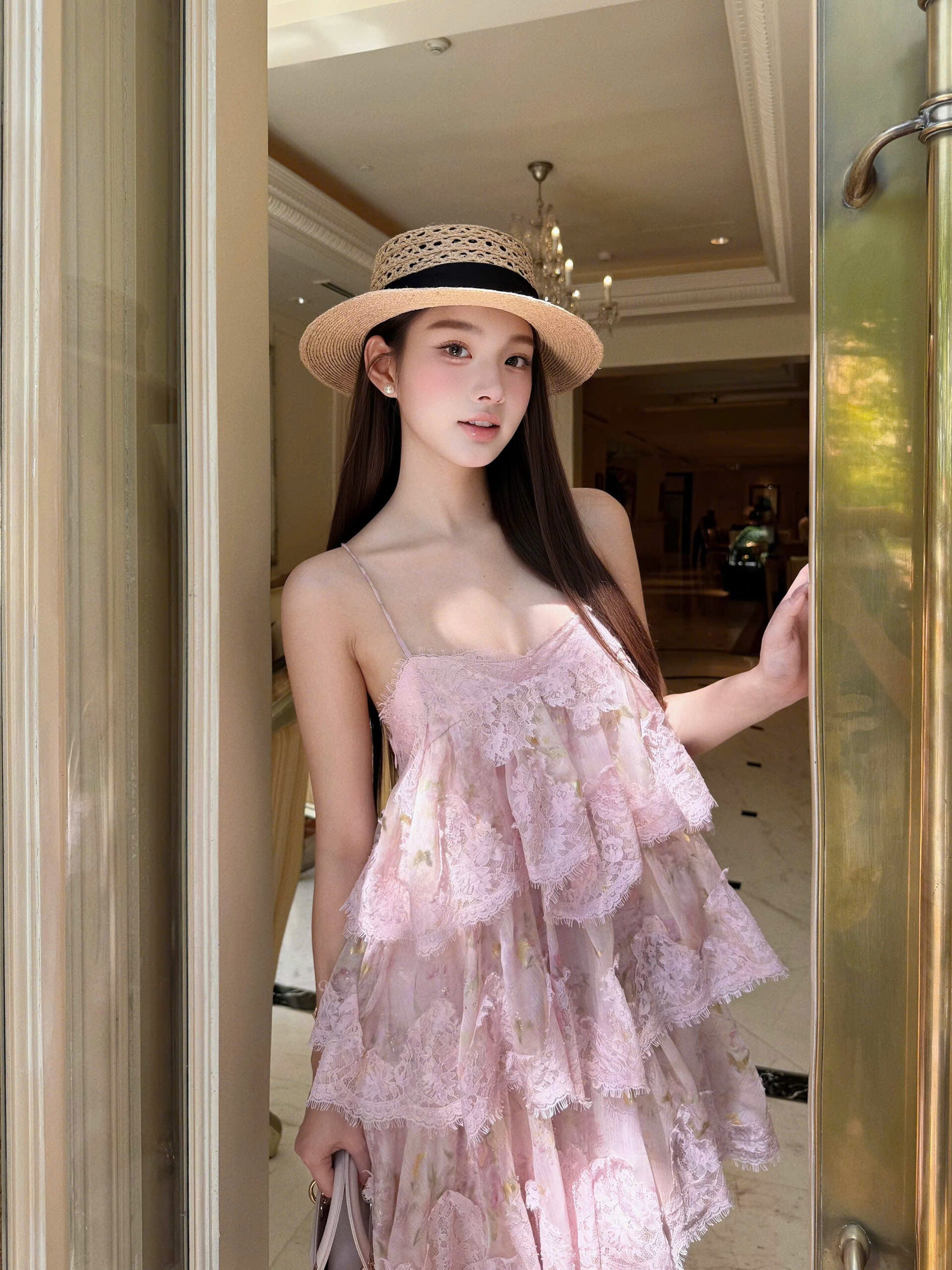 Rosé Chantilly Dress