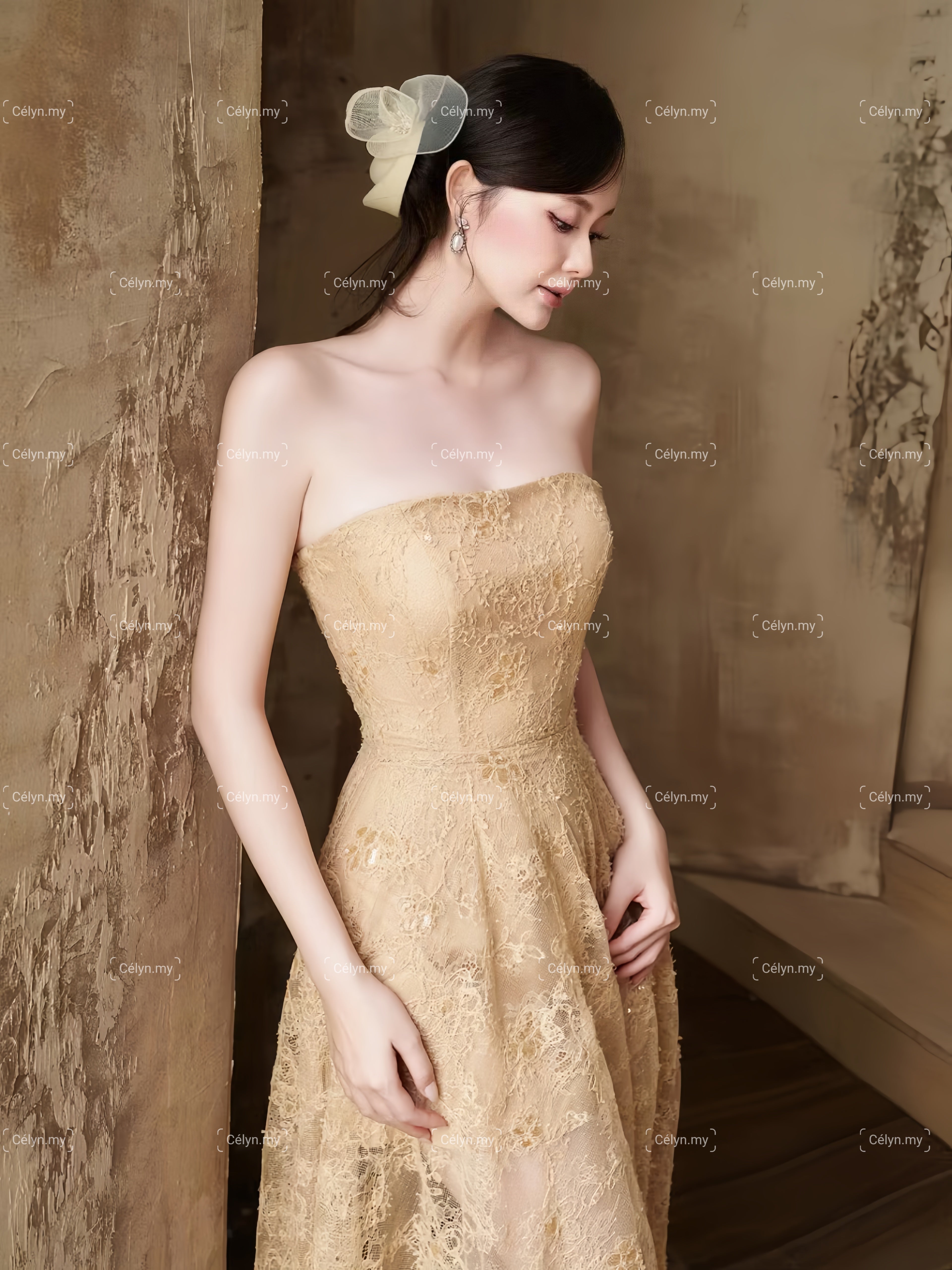 Valeria Lace Gold Dress