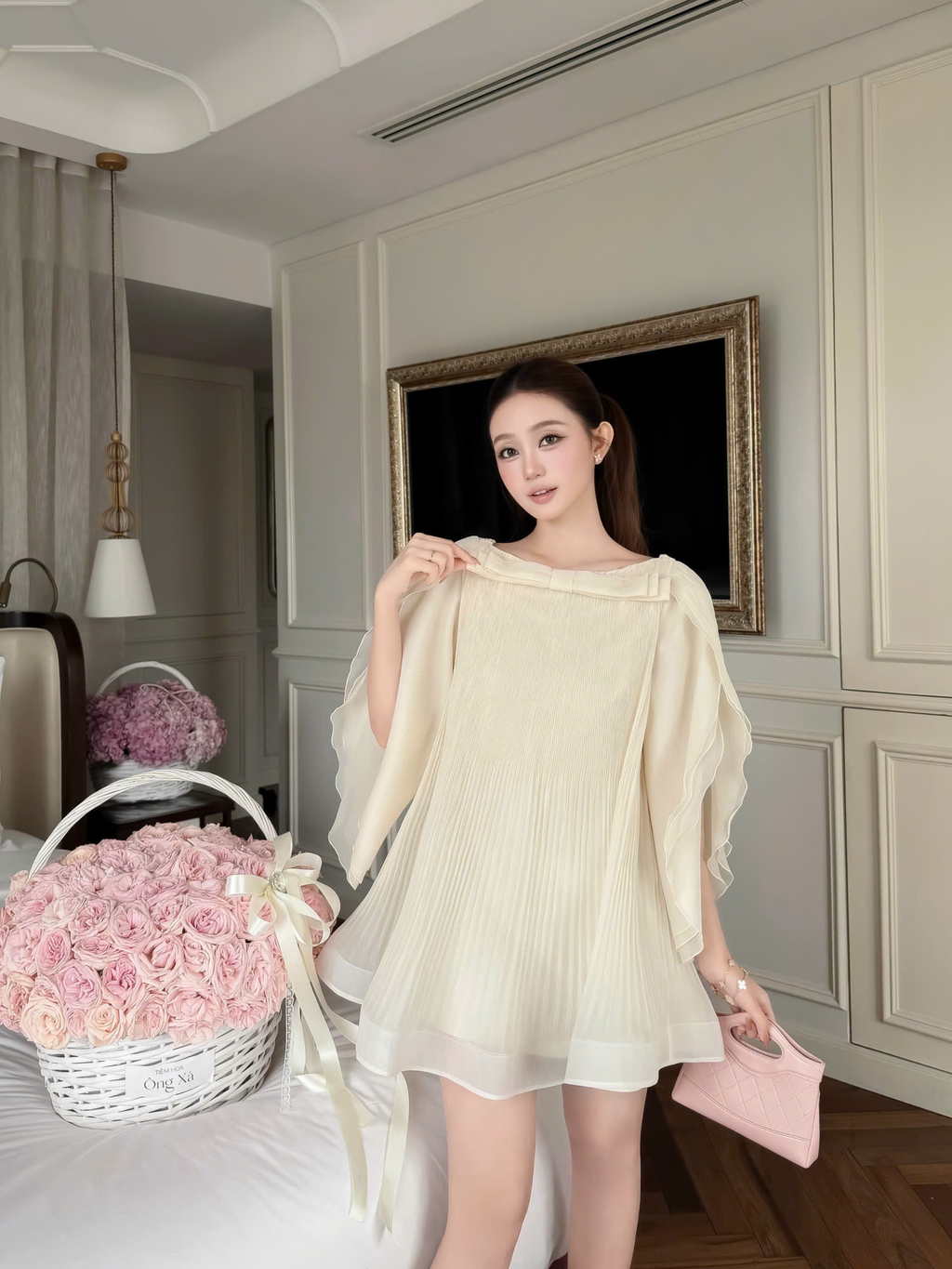 Ivory Rinbbon Dress