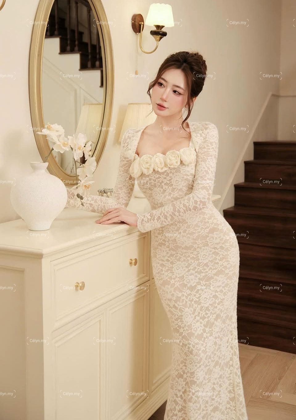 Rosé Fleur Lace Dress