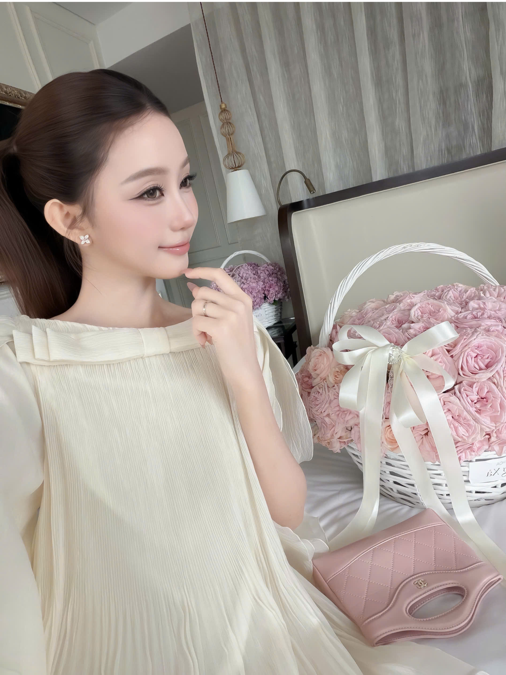 Ivory Rinbbon Dress