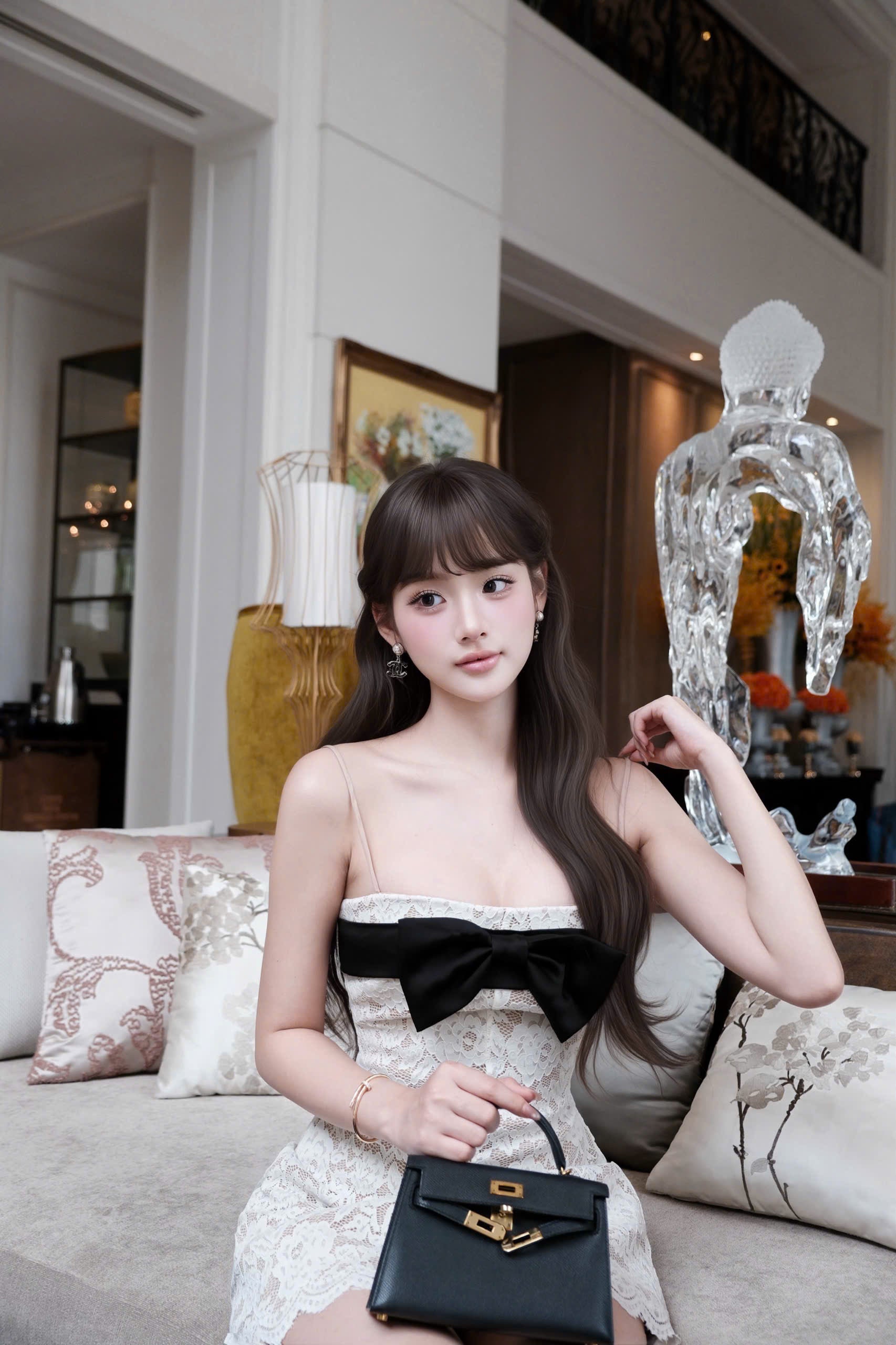 Noir Ribbon Lace Dress