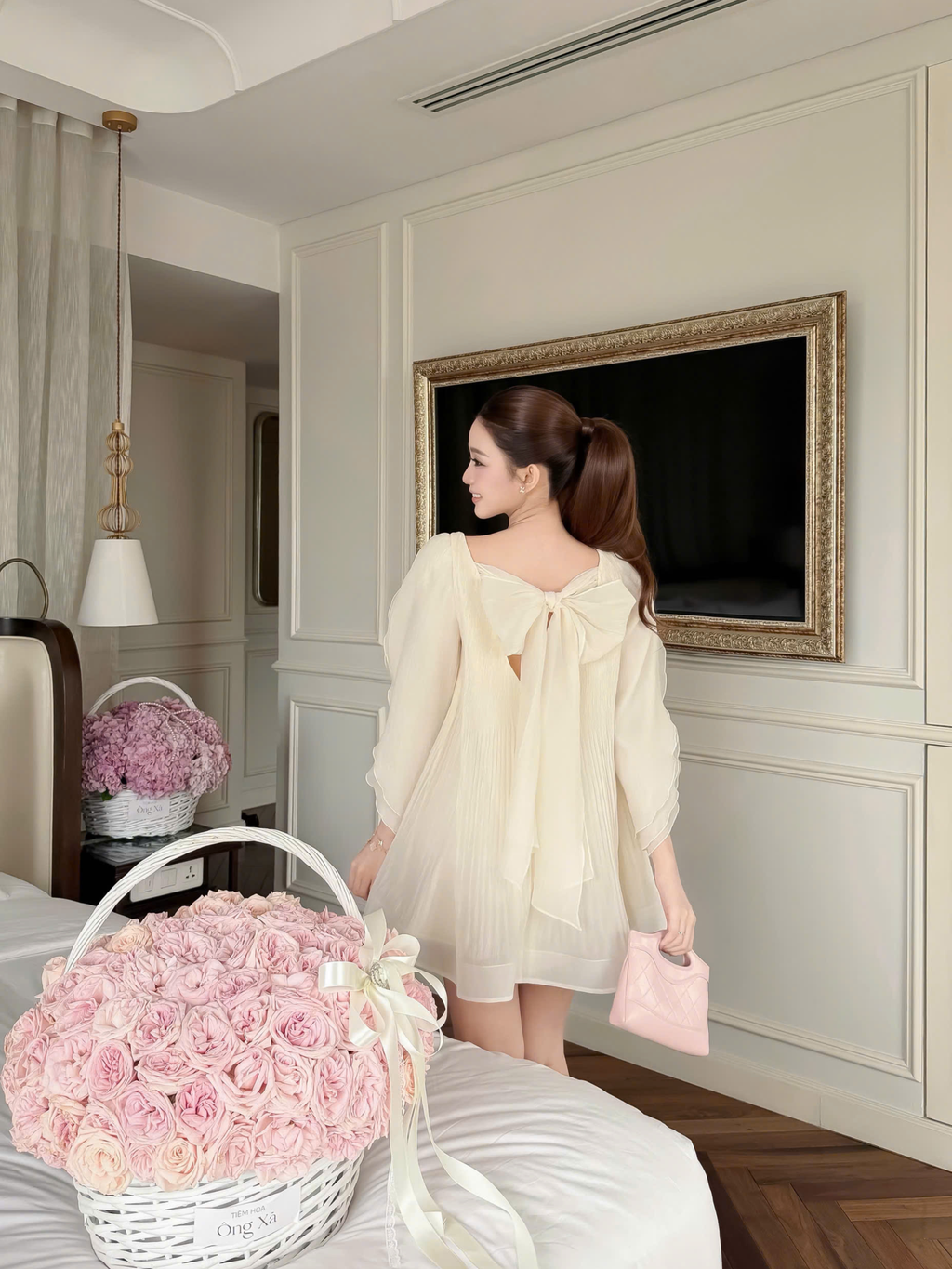 Ivory Rinbbon Dress