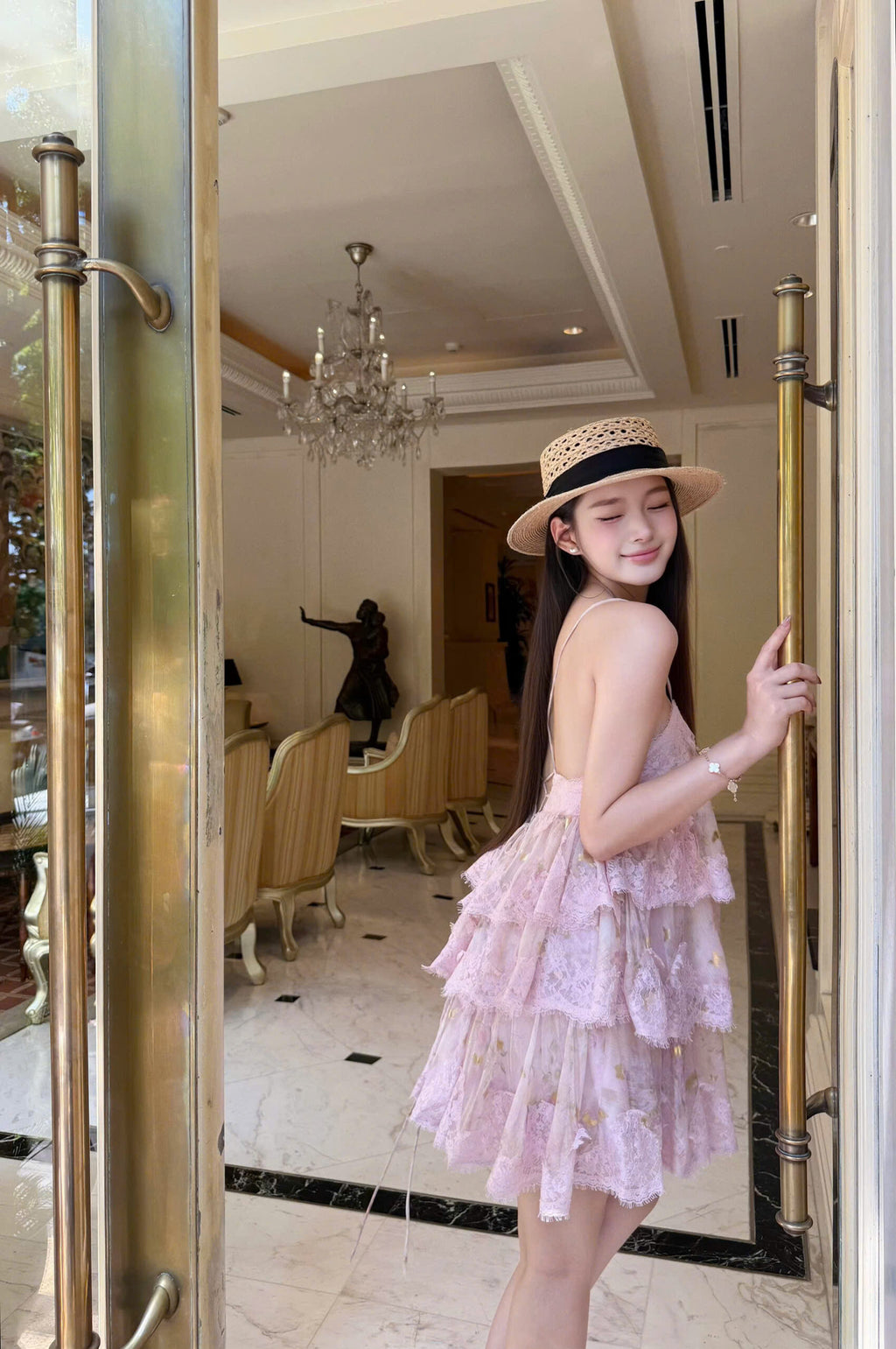 Rosé Chantilly Dress