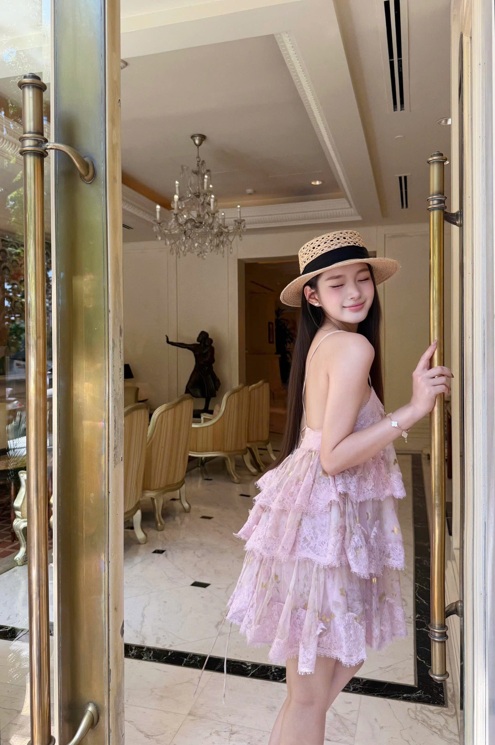 Rosé Chantilly Dress