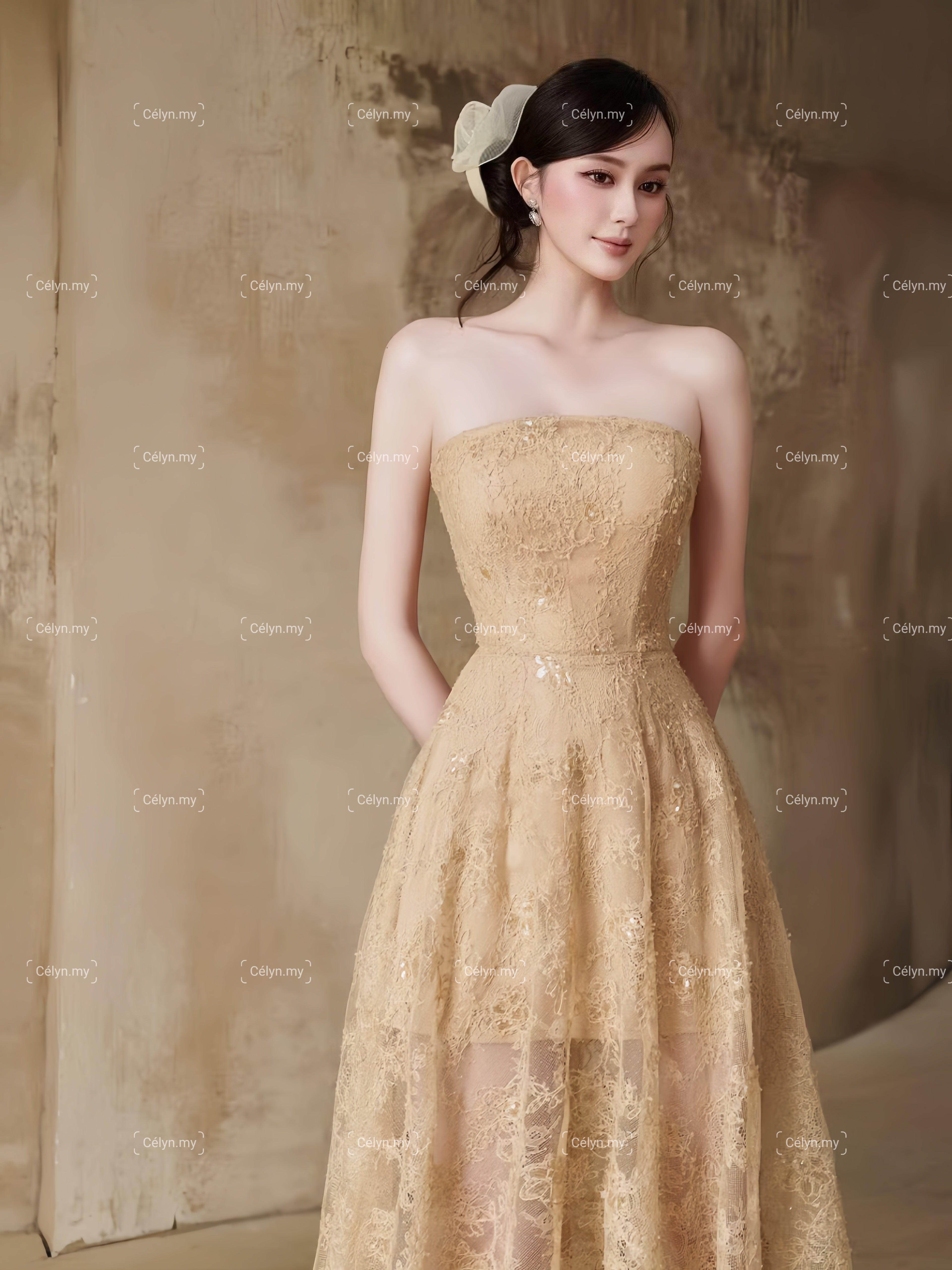 Valeria Lace Gold Dress