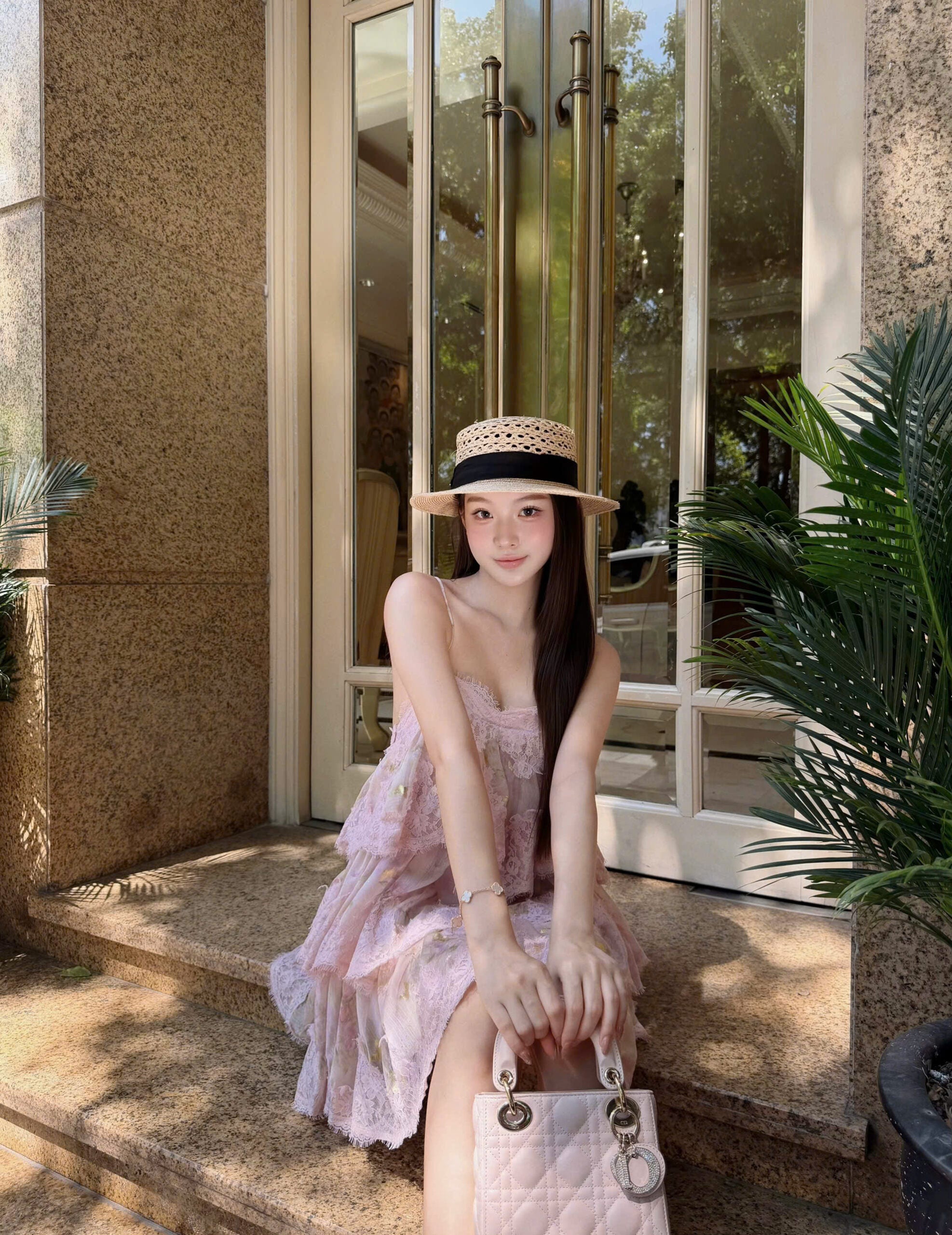 Rosé Chantilly Dress