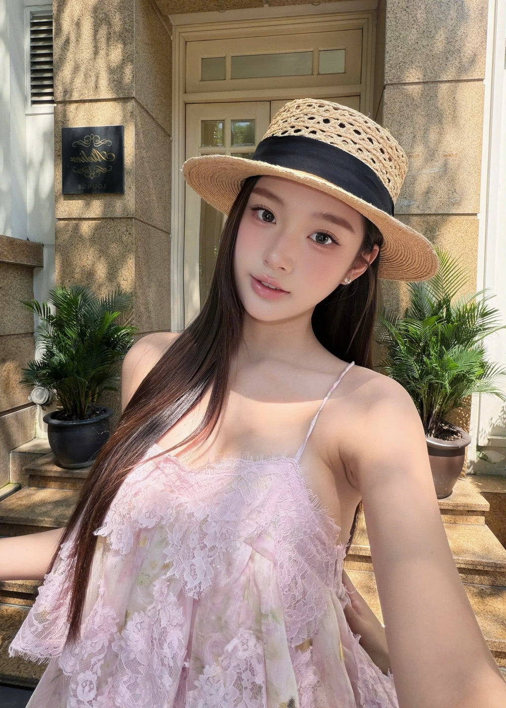 Rosé Chantilly Dress