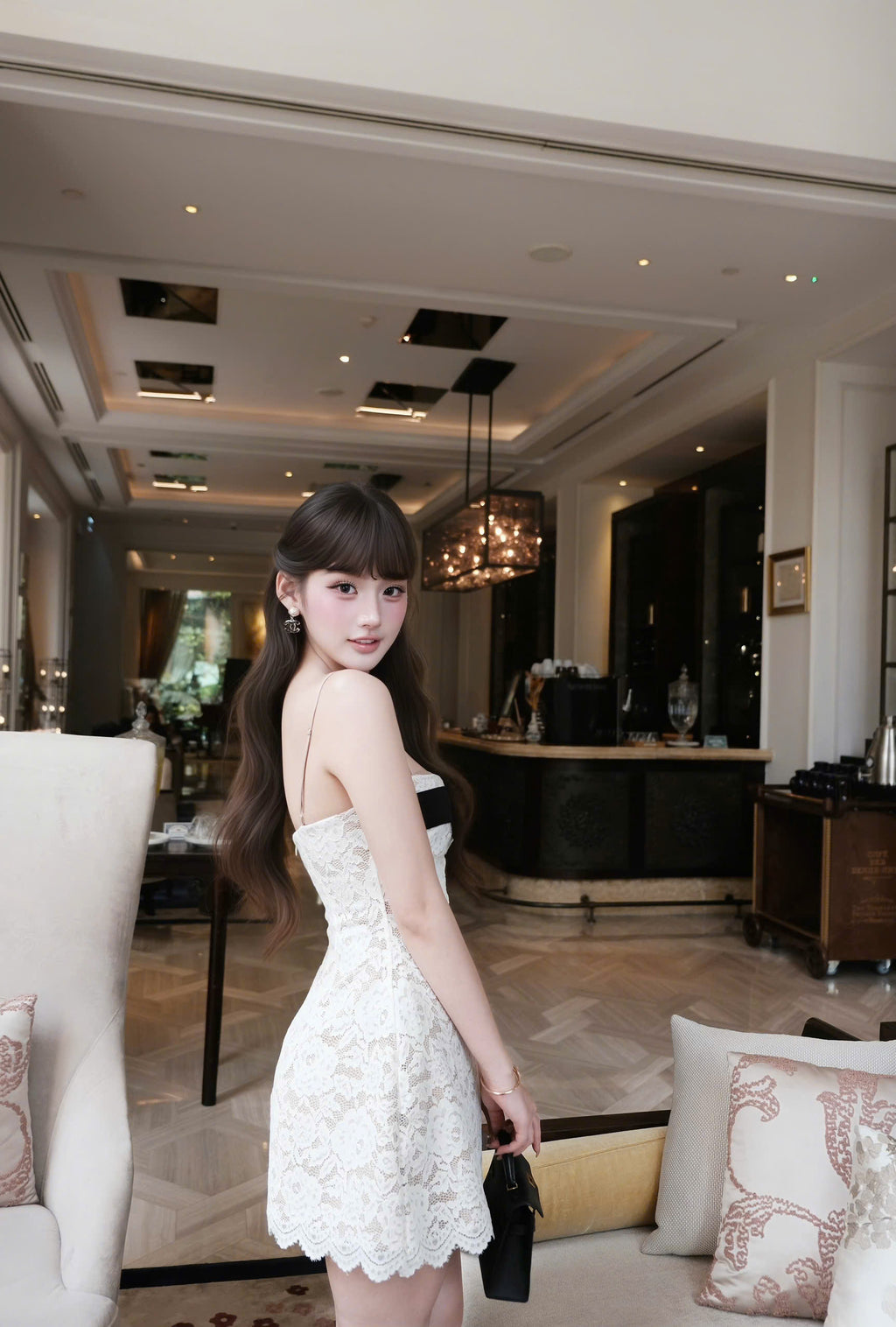 Noir Ribbon Lace Dress