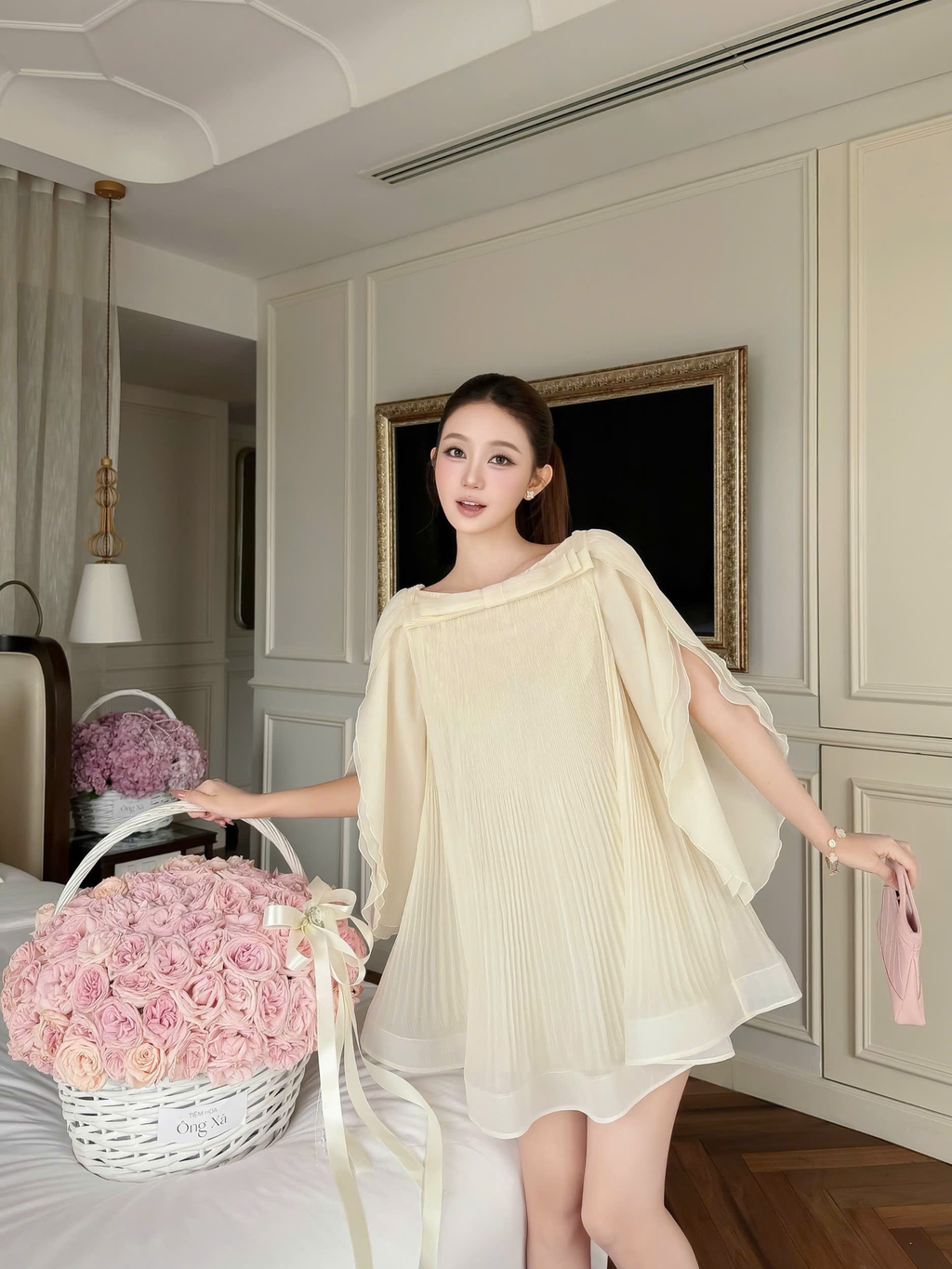 Ivory Rinbbon Dress